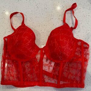 Wolford Logo Obsessed Bustier 36B Red